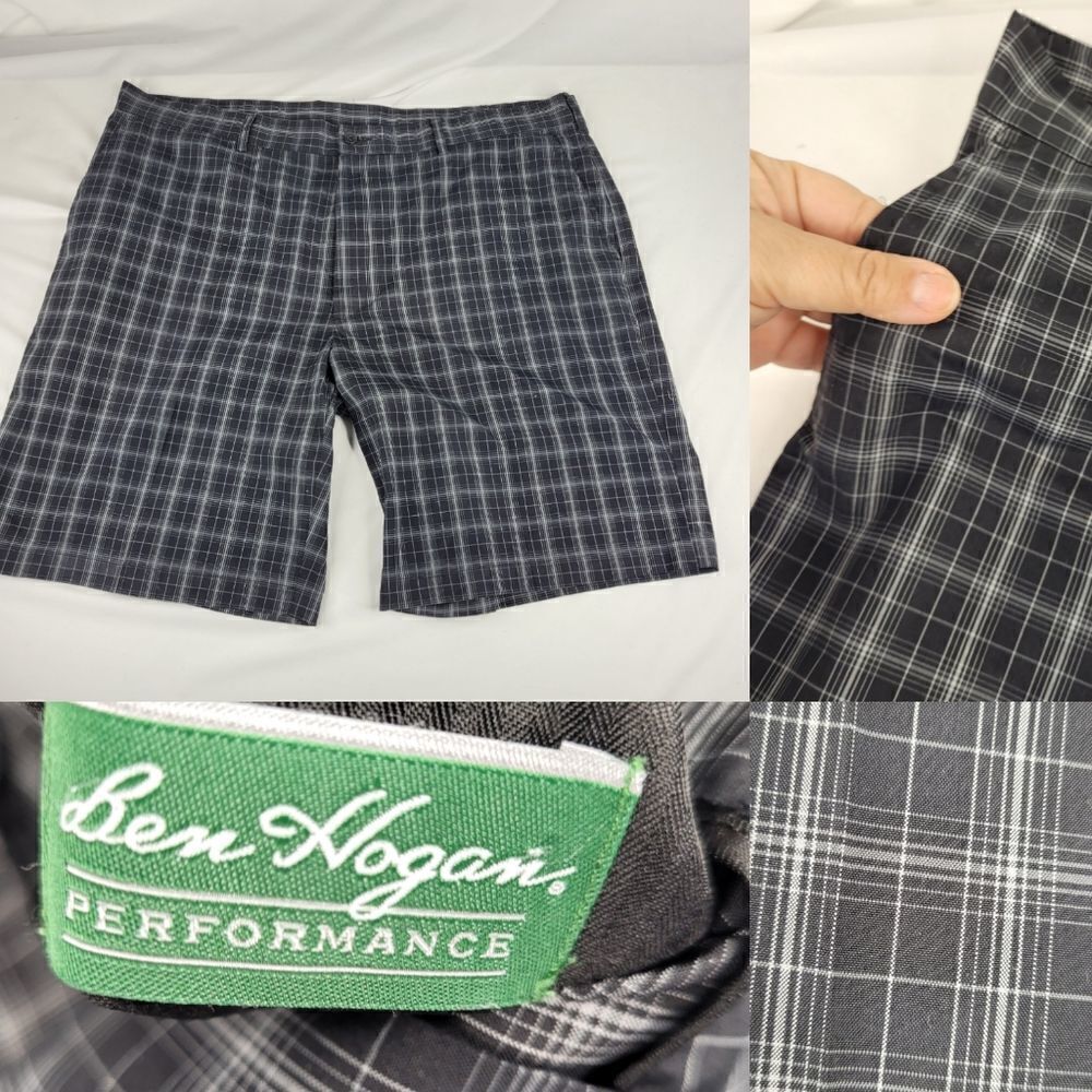 40 BEN HOGAN PERFORMANCE GOLF black white plaid athletic shorts XXL